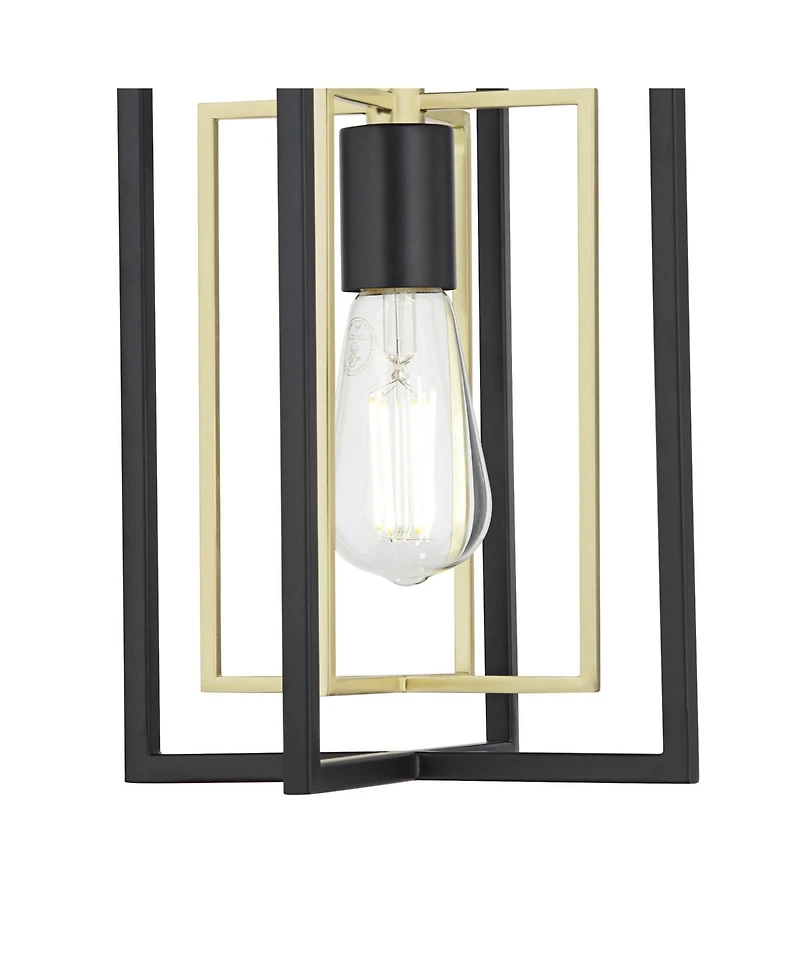 Possini Euro Design Nima Black Gold Mini Pendant Light 8" Wide Modern Open Rectangle Metal Fixture for Dining Room Kitchen Island