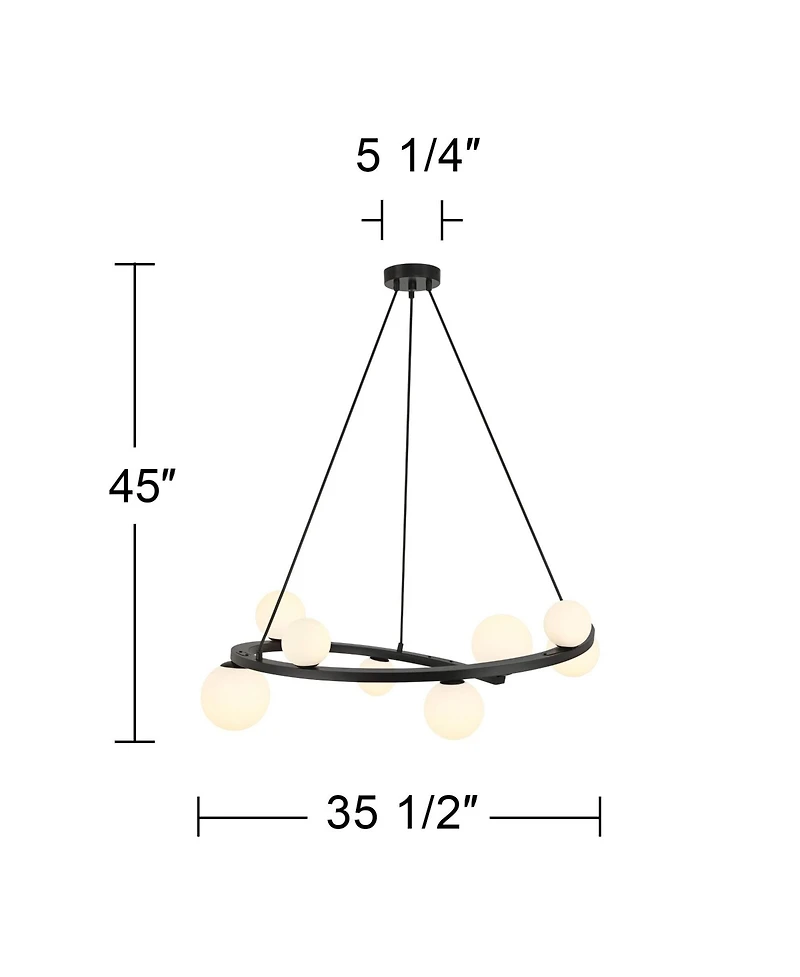 Possini Euro Design Possini Euro Kaliyah 35 1/2"W Matte Black and Glass 8-Light Chandelier