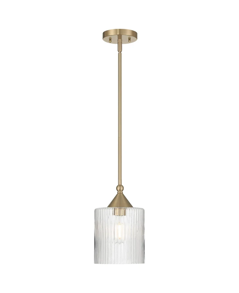Possini Euro Design Possini Euro Krakow 7"W Satin Brass Fluted Glass Mini Pendant Light
