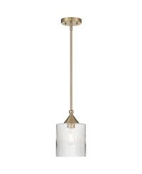 Possini Euro Design Possini Euro Krakow 7"W Satin Brass Fluted Glass Mini Pendant Light