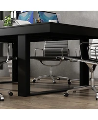 Homsee 86.6 in. W, Retangular Black Walnut Wood Writing Desk Office Commercial Desk Computer Table, Meeting Table