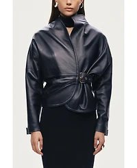 Nocturne Women's Leather Wrap Jacket