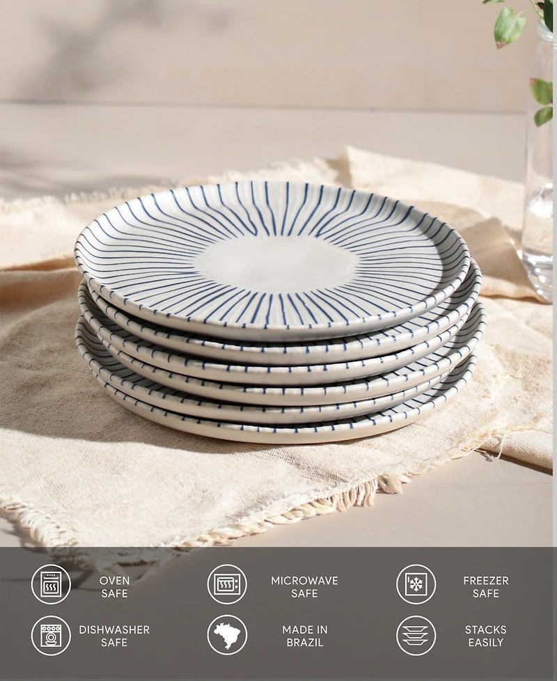 Porto Brasil Elemento Stoneware Dessert Plates, Set of 6