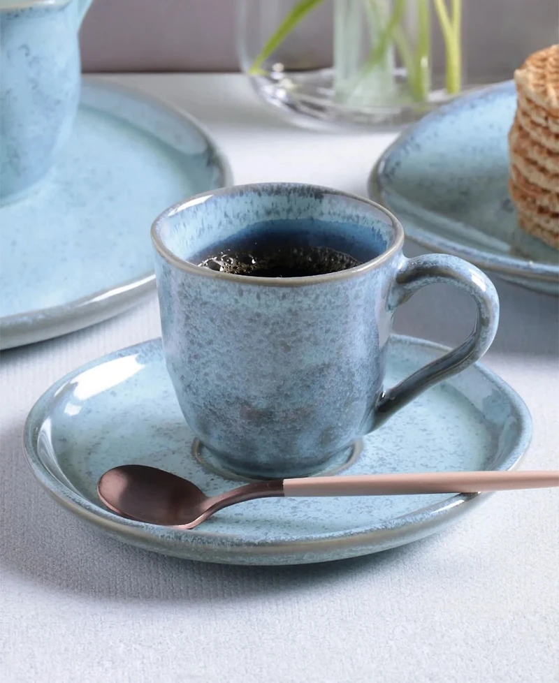 Porto Brasil Stoneware Coffee Cup and Saucer Set, Service for 6
