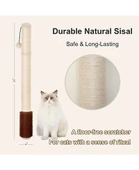 Aronkl Wall Mounted Cat Scratcher 35" Extra-Tall Vertical Sisal Large Cats Space-Saving Hanging Ball Cactus Design