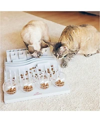 Aronkl Cat Food Puzzle Feeder Interactive Play Mental Stimulation Slow Eating 5 Compartments Non-Slip Easy Clean