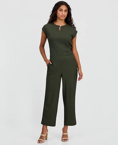 Anne Klein Essentials Petite Pebble-Texture Knit Pull-On Pants