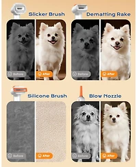 Aronkl Vacuum Dog Brush 4-in-1 Self Cleaning Slicker Undercoat Rake Deshedding Tool Anti Static Massage For Short Medium Coats