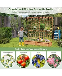 Gouun 71 in Wooden Planter with Trellis and Hanging Roof, 3-in-1 Fir Wood Garden Station