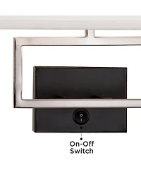 Possini Euro Design Trixie Modern Wall Lamps Set of 2 Brushed Nickel Plug-in Light Fixture Rectangular Fabric Shade for Bedroom Living Room Home