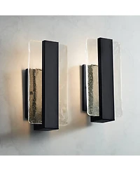 Possini Euro Design Cascadia Modern Wall Light Sconces Set of 2 Metal Hardwire Fixture Led Piastra Art Glass for Bedroom Bathroom Vanity Home