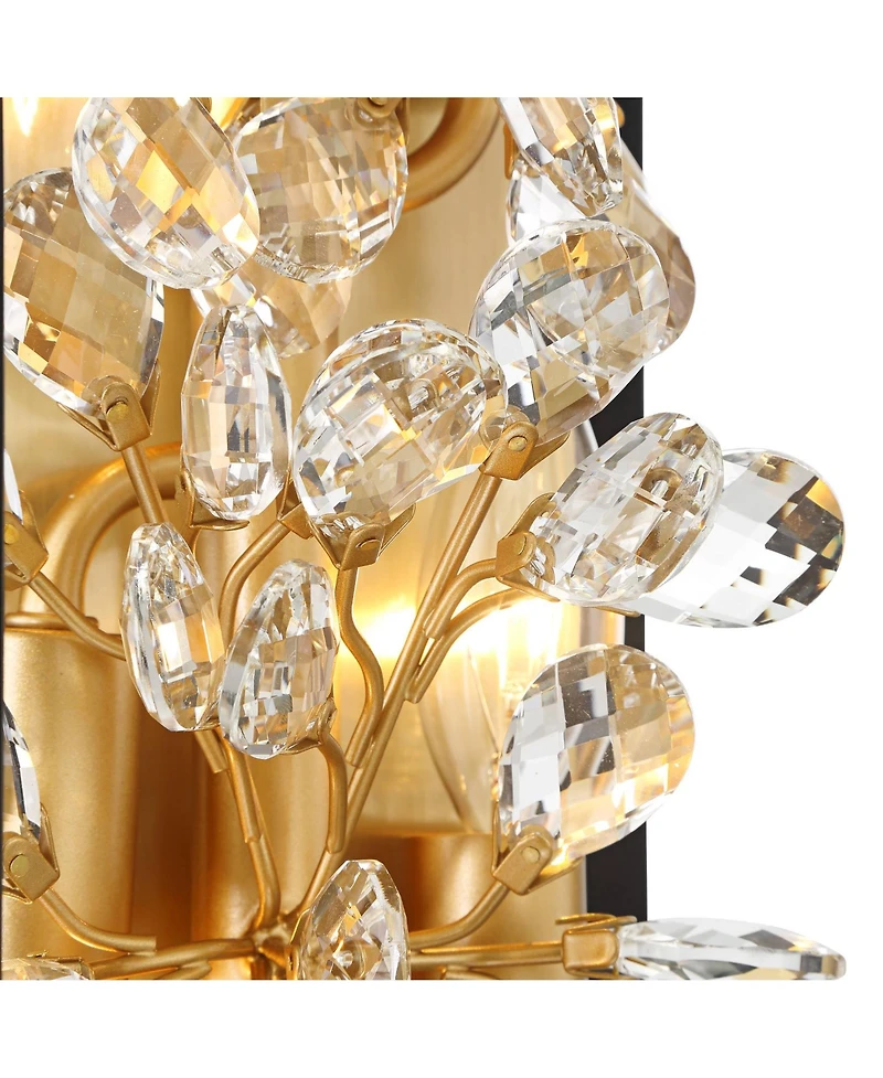 Possini Euro Design Carrine Modern Wall Light Sconce Sand Hardwire -Light Fixture Crystal Flower for Living Room