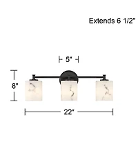 Possini Euro Design Stoker and Faux Alabaster 3-Lt Bathbar