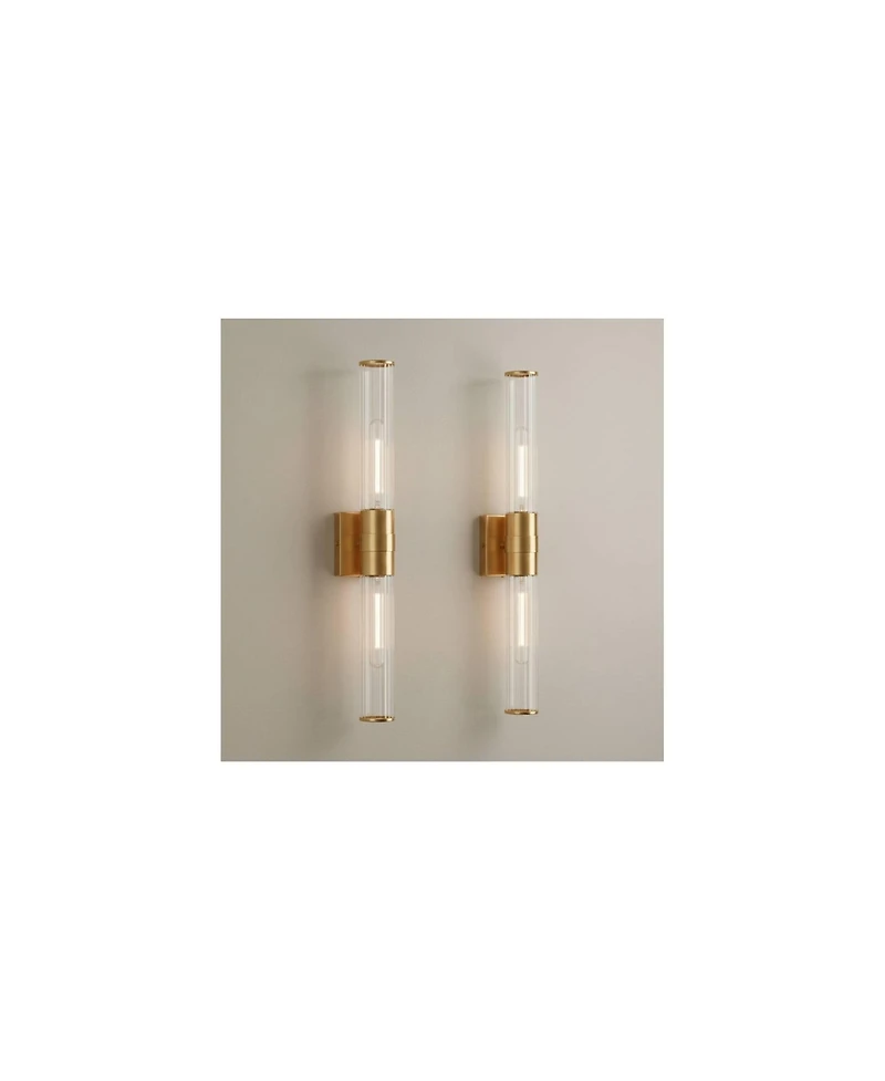 Possini Euro Design Adeline Warm Brass 2-Light Bath Light Set of 2