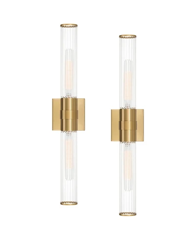 Possini Euro Design Adeline Warm Brass 2-Light Bath Light Set of 2