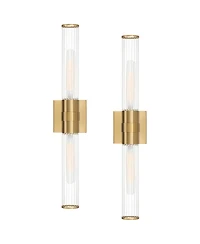Possini Euro Design Adeline Warm Brass 2-Light Bath Light Set of 2