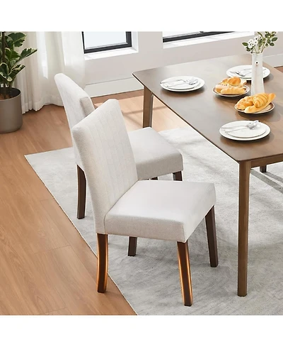 gaomon Set of 2 Modern Fabric Upholstered Dining Chairs with Sturdy Wood Legs, Rubber Frame, Vertical Stripes