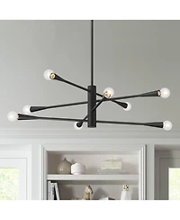 Possini Euro Design Livonia Matte Chandelier Modern Sputnik 8-Light Fixture for Dining Room House Foyer Kitchen