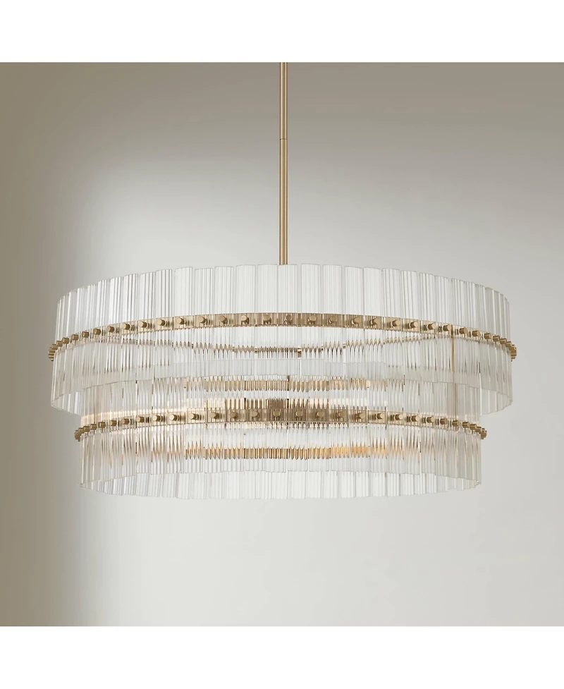 Possini Euro Design Emerson Matte Glass 6-Light Tiered Chandelier