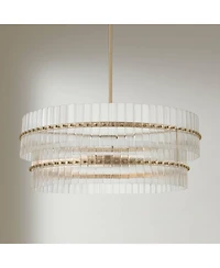 Possini Euro Design Emerson Matte Glass 6-Light Tiered Chandelier