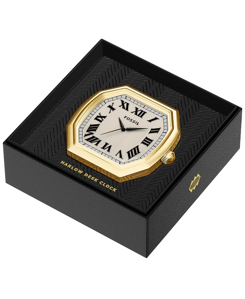 Fossil Women's Harlow Three-Hand Gold-Tone Alloy Desk Clock, 63mm