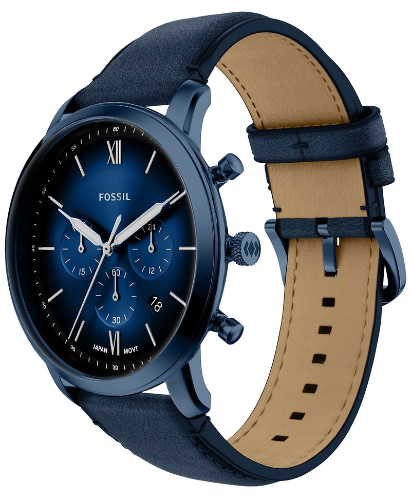 Fossil Men's Neutra Chronograph Navy Leather Watch, 44mm