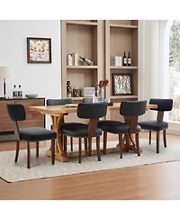 gaomonSet of 6 Modern Leather Upholstered Dining Chairs with Curved Backrest and Hardwood Frame