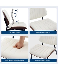 gaomon Mid-Century Modern Retro Pu Leather Dining Chairs Set with Bentwood Back and Sturdy Metal Legs