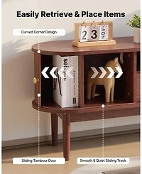 Gouun Mid-Century Modern 58-Inch Rolling Door Tv Stand with Drawer