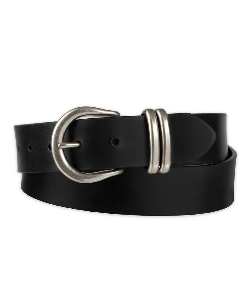 Levi's Women's Casual Leather Belt with Double Metal Loop Strap Keeper