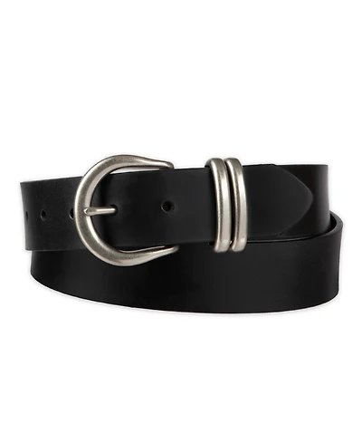 Levi's Women's Casual Leather Belt with Double Metal Loop Strap Keeper