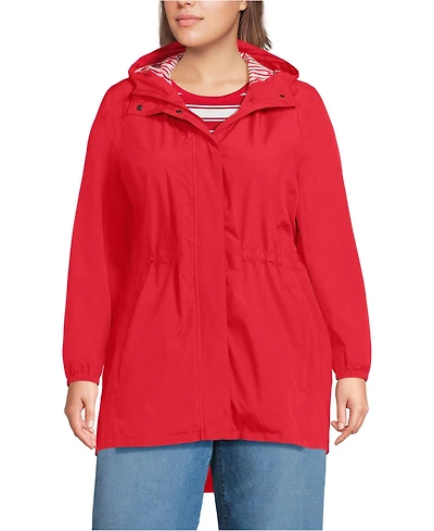 Lands' End Women's Plus Squall Packable Waterproof Raincoat