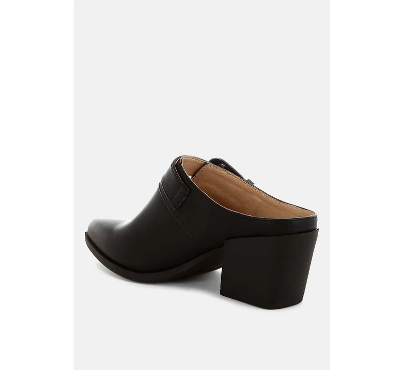 Rag & Co Womens Women Holler Carved Buckle Statement Mules