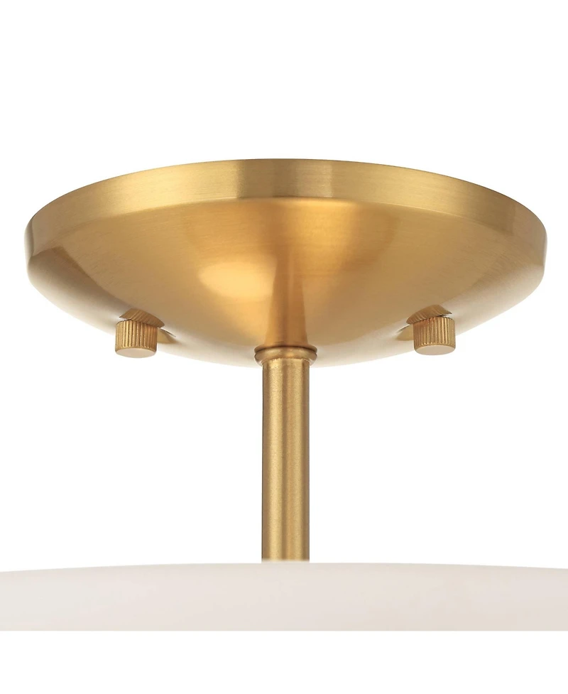 Possini Euro Design Monza 14 1/2"W Brass Faux Alabaster 2-Light Ceiling Light