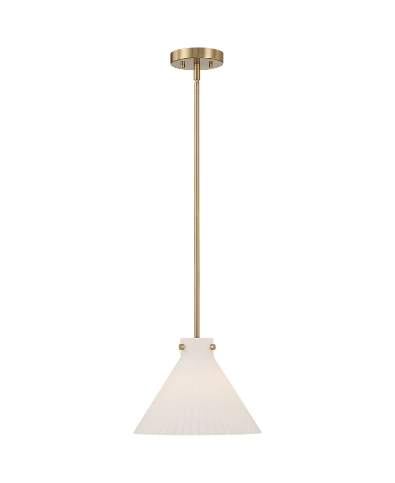 Possini Euro Design Hannover 12"W Warm Brass Fluted Glass Mini Pendant Light