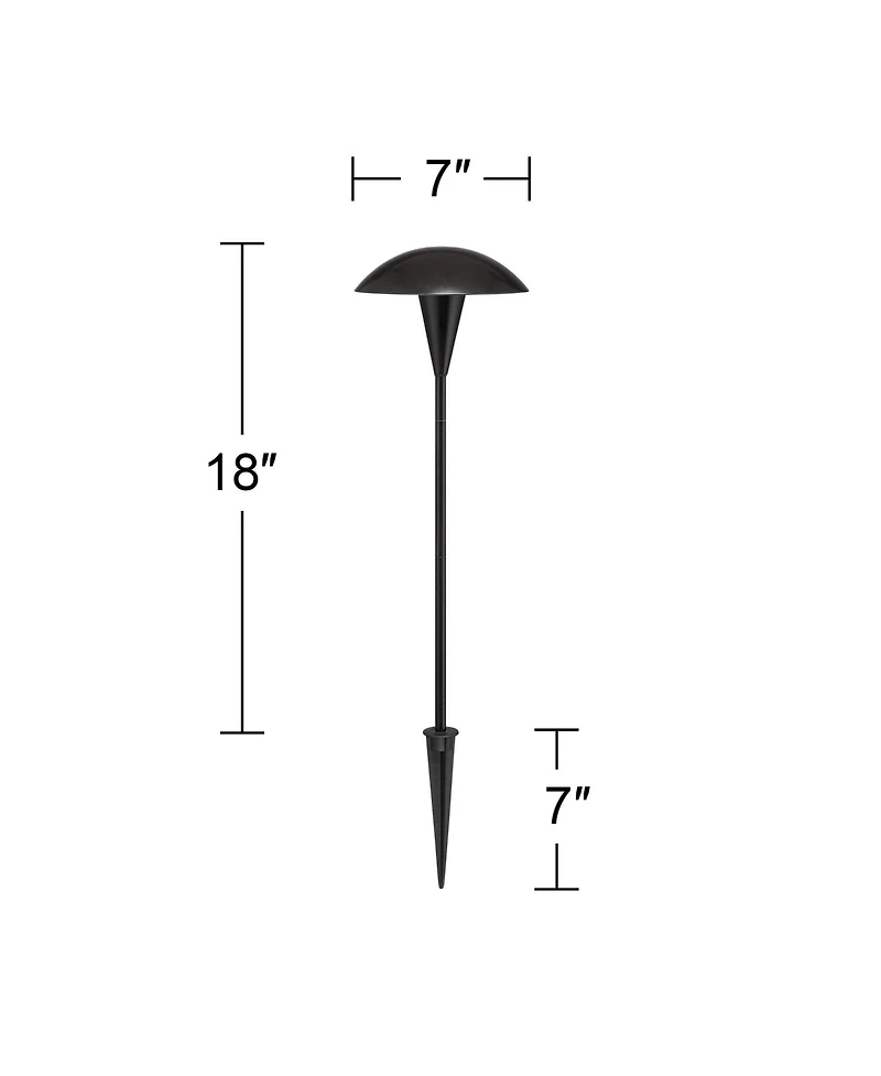 John Timberland Grant High Mid Century Modern Outdoor Landscape Mushroom Path Lights Porch House Set of 2 Led Bulb Metal