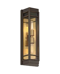 John Timberland Catie High Modern 2-Light Outdoor Wall Light Fixture Mount Porch House Sand Brass Finish Aluminum