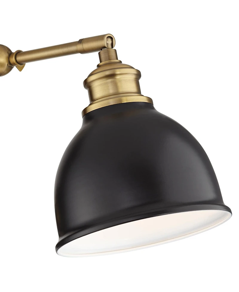 Barnes and Ivy Sania Modern Swing Arm Wall Lamp Brass Plug-in Light Fixture Adjustable Up Down Shade for Bedroom Bedside Living Room Home House