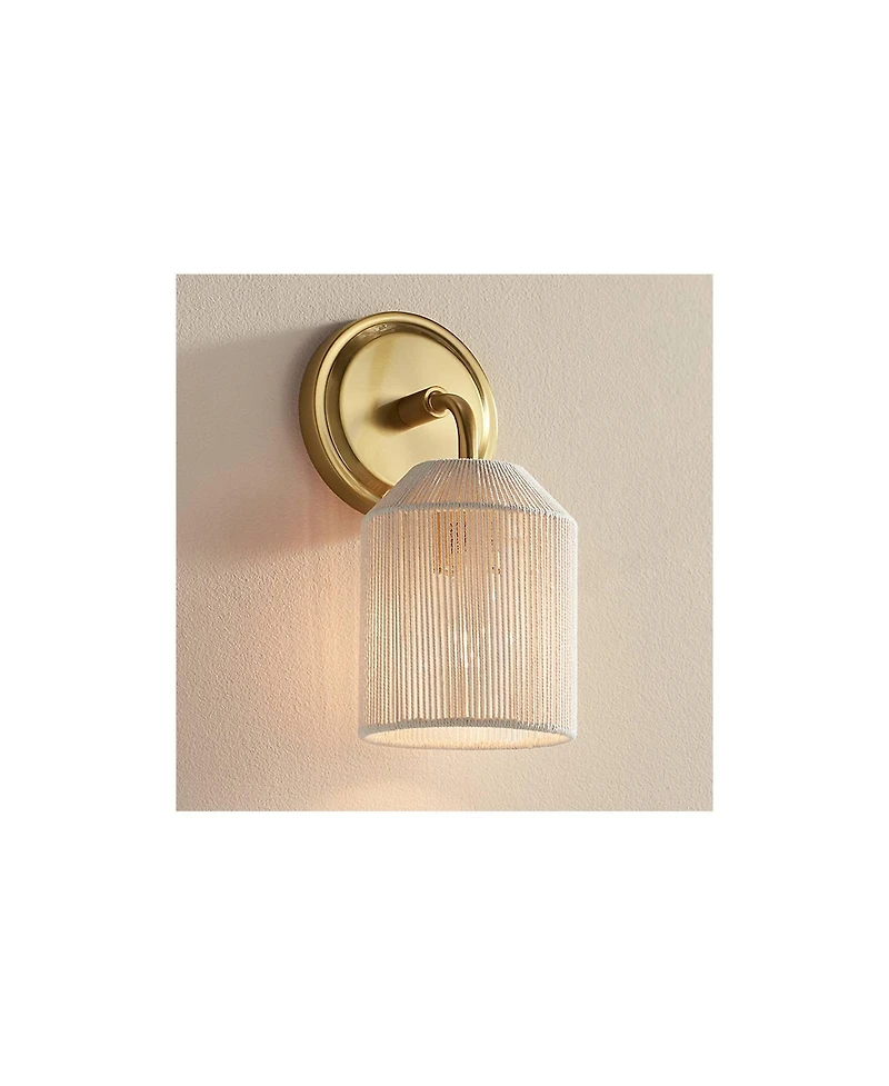 Possini Euro Design Jacob 11" High Modern Wall Sconce Light Lamp Fixture Mount Bathroom Bedroom Hardwired Natural Rope Shade