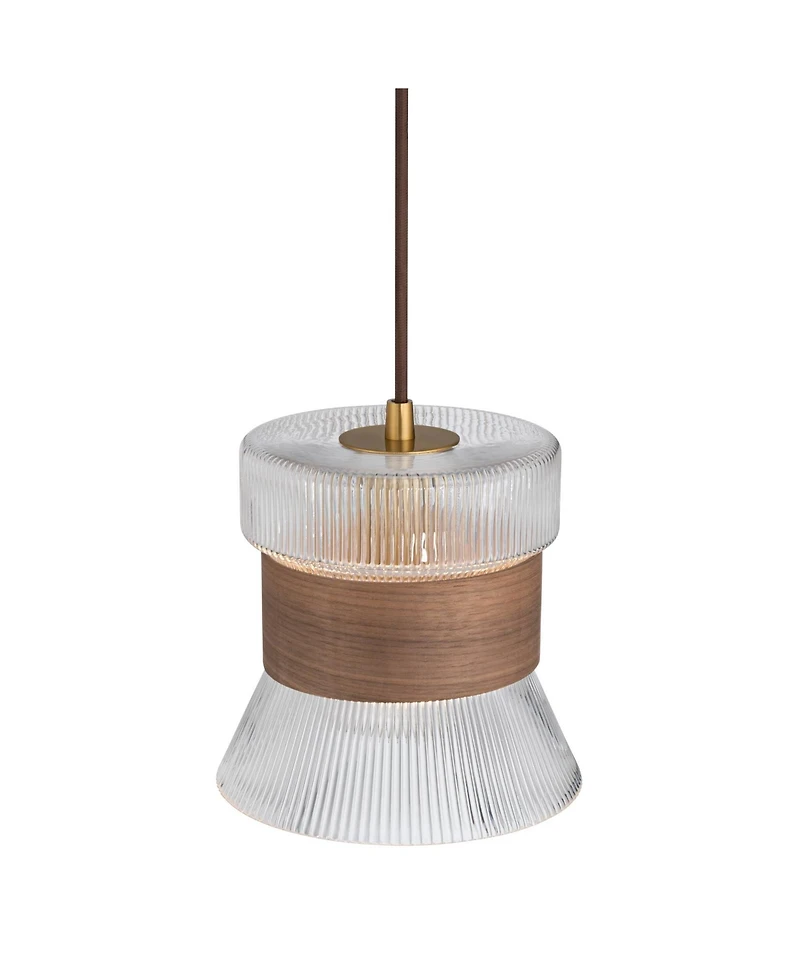 Possini Euro Design Possini Euro Carasco 7 1/2" Wide Wood and Gold Mini Pendant Light