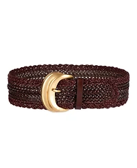 Sam Edelman Women's Wide Width Leather and Raffia Braided Waist Belt