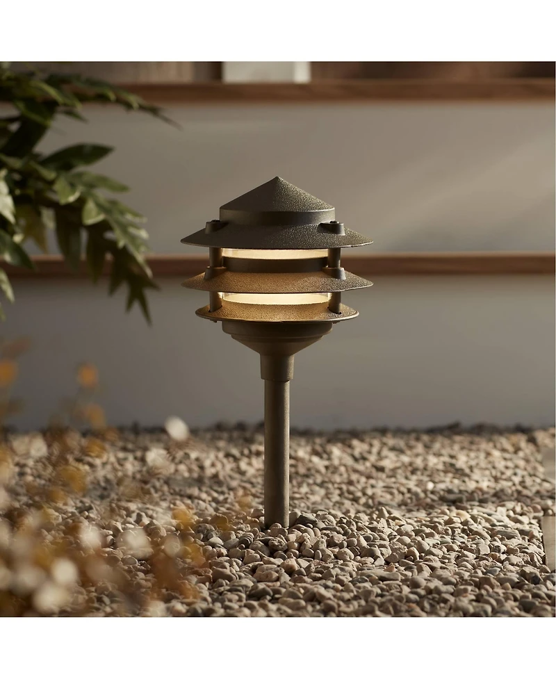 John Timberland Three-Tier Pagoda 11" High Modern Outdoor Landscape Path Light Porch House Led Bulb