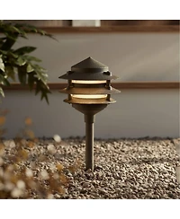 John Timberland Three-Tier Pagoda 11" High Modern Outdoor Landscape Path Light Porch House Led Bulb