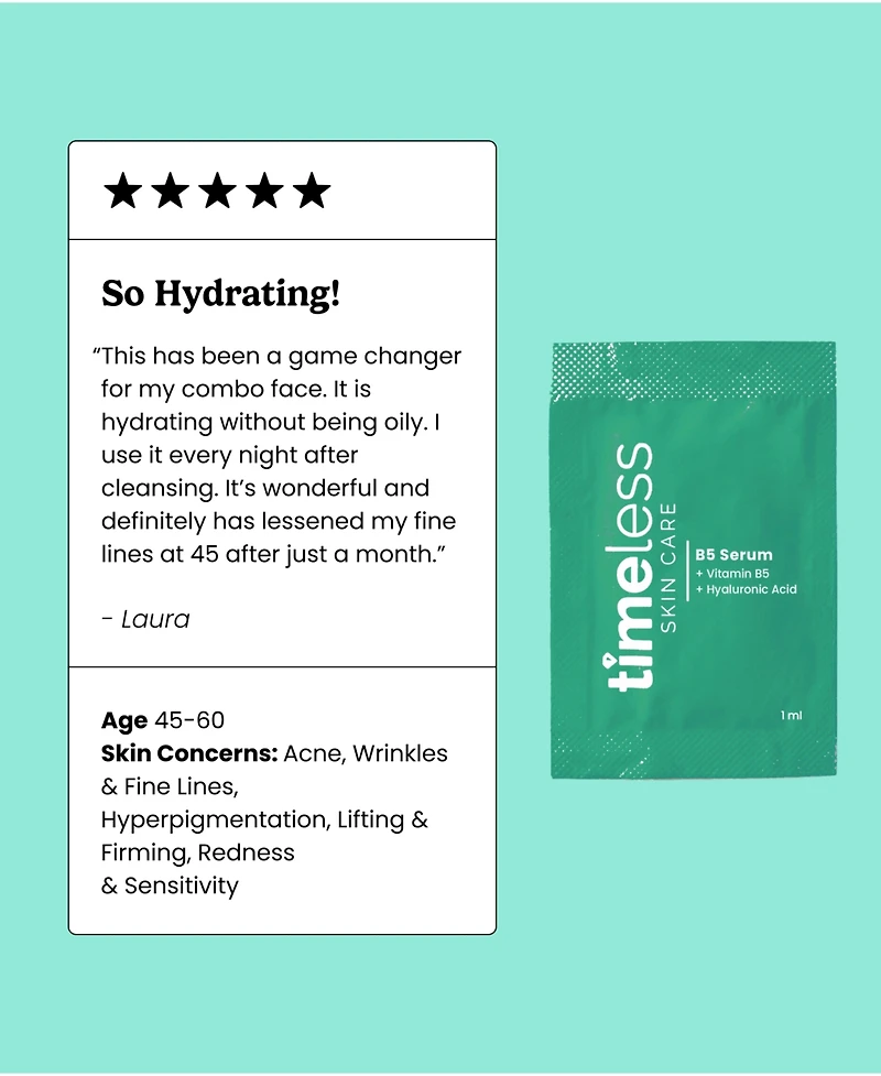 Timeless Skin Care Vitamin B5 Hydration Serum Single Use Pouches