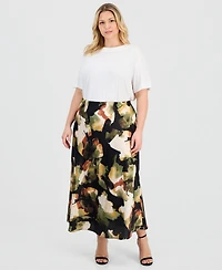 Anne Klein Plus Pull-On Bias Flared Skirt