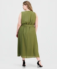 Anne Klein Plus Faux-Wrap A-Line Midi Dress