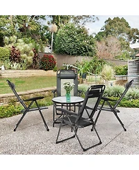 Gymax 4PC Folding Chairs Adjustable Reclining Chairs with Headrest Patio Garden Grey