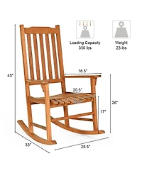 Gymax 2 Pcs Outdoor Eucalyptus Rocking Chair Single Rocker for Patio Deck