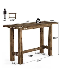 Tribesigns 63" Solid Wood Bar Table, Tall Pub Table for 4-6 People, Kitchen Counter Height Table for Dining & Home Bar