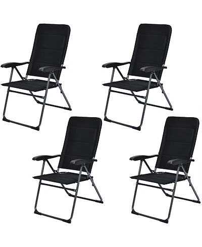 Gymax 4PCS Patio Folding Chairs Back Adjustable Reclining Padded Garden Furniture